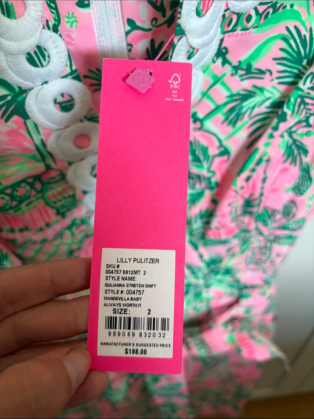 Lilly Pulitzer Pink & Green Printed Girls Romper with White Trim - Picture 3 of 6